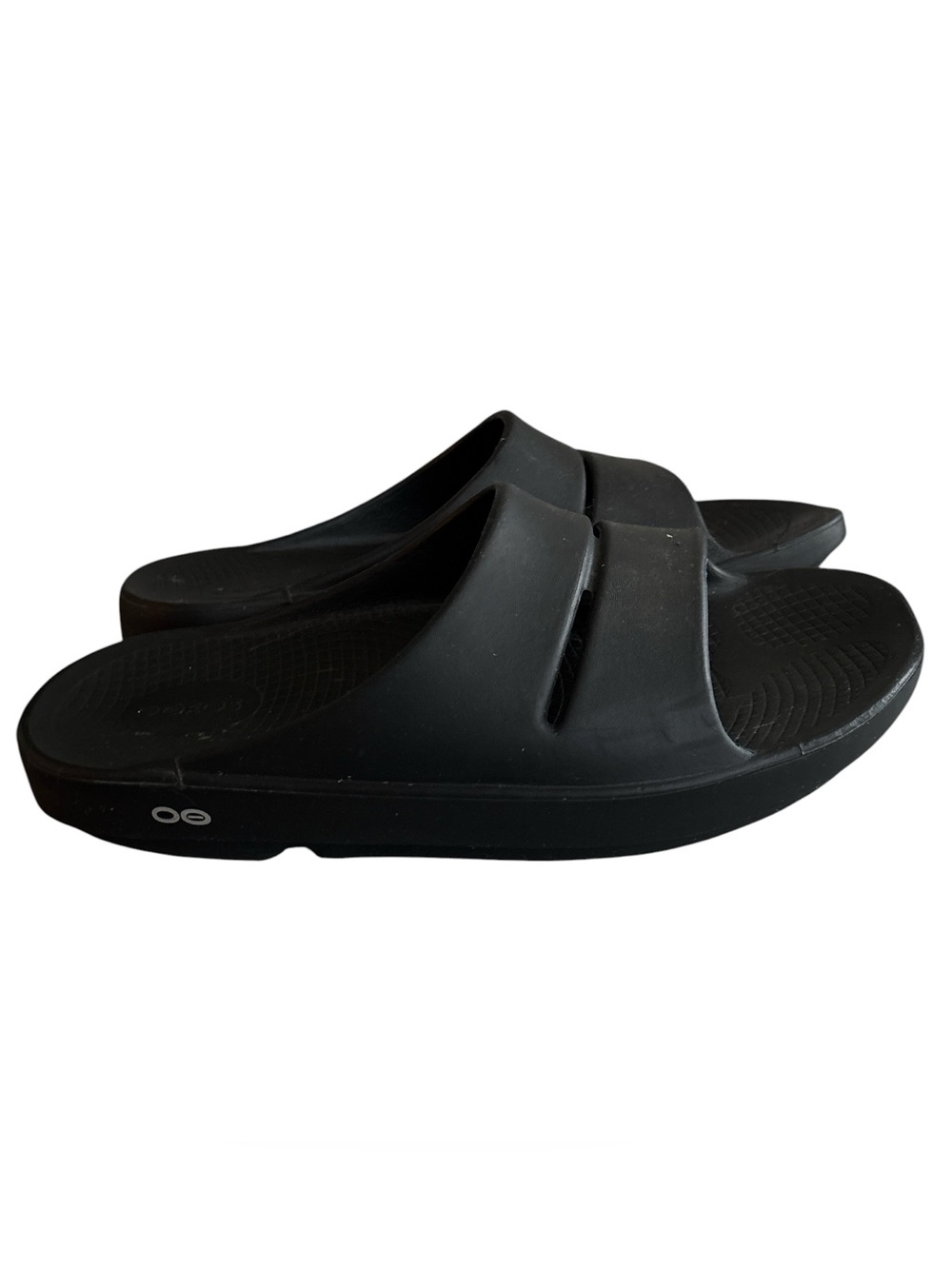 Oofos Ooahh Black Slide Recovery Sandals - Minimal Slip-On Design M10 W12 - Picture 2 of 6